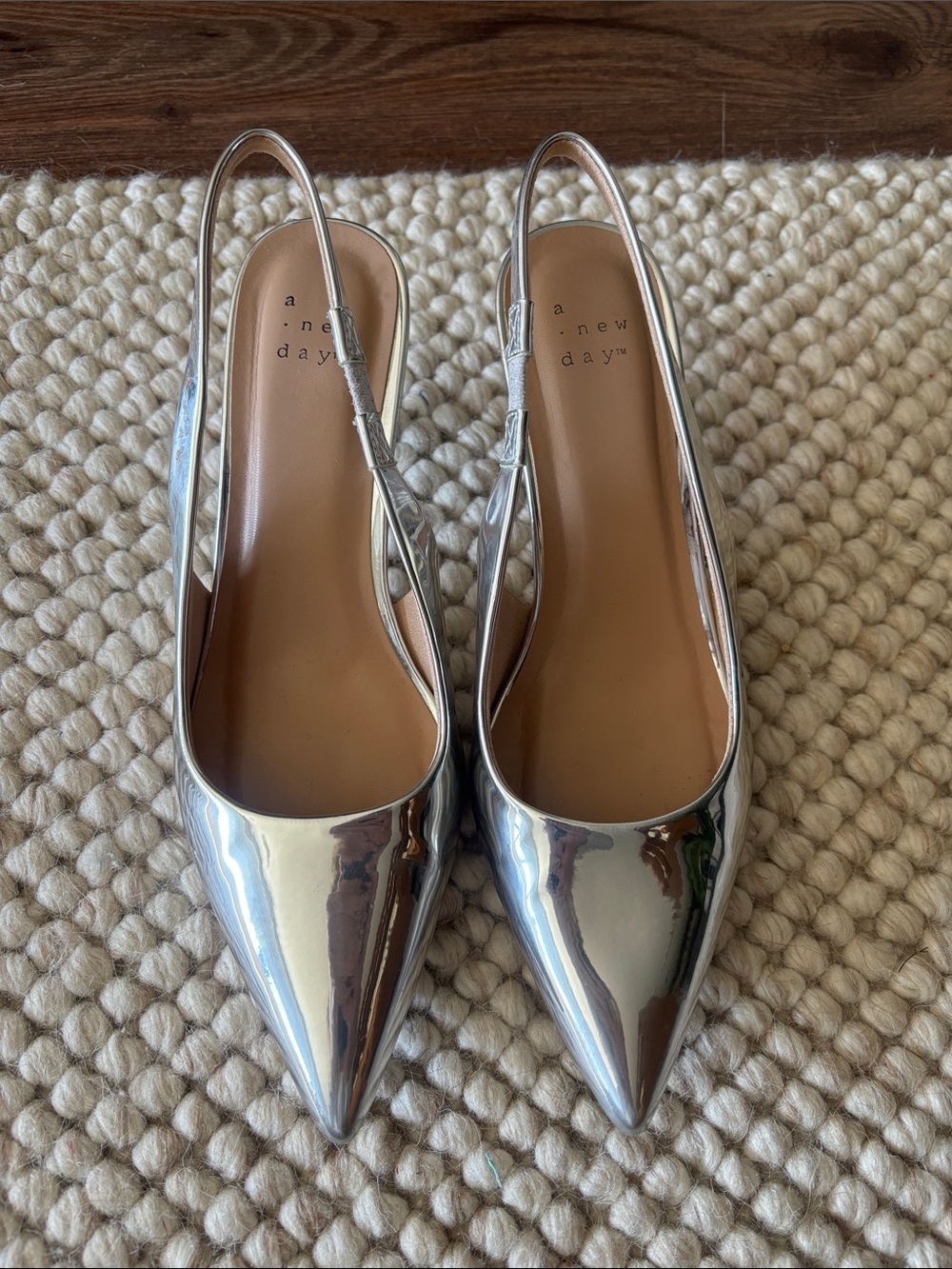 a new day Silver Pointed Kitten Heels